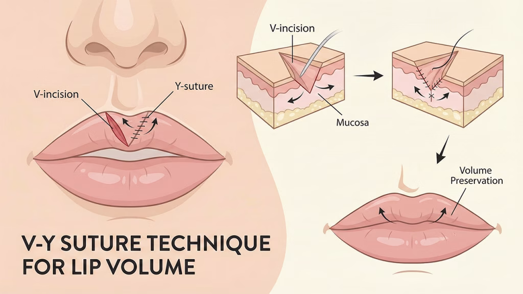 تکنیک بخیه V-Y برای حفظ حجم لب