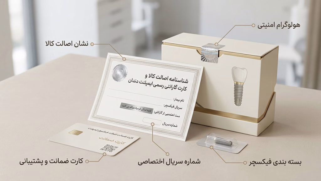 شناسنامه اصالت کالا و کارت گارانتی رسمی ایمپلنت دندان