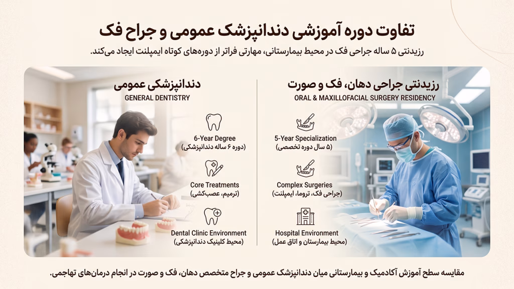 آموزش رزیدنتی جراحی فک و صورت در مقایسه با دندانپزشکی عمومی
