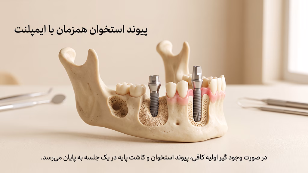 کاشت همزمان ایمپلنت و پیوند استخوان فک در یک جلسه